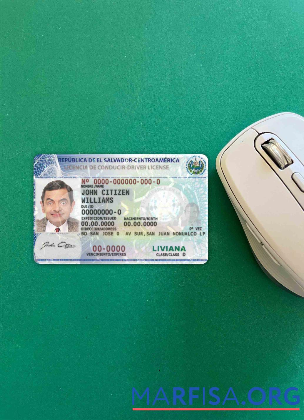 Printable El Salvador driving license photolook template